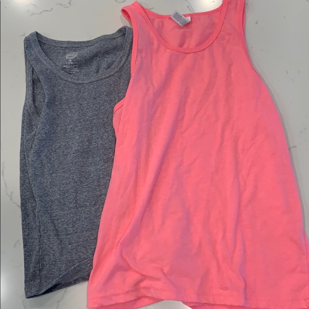 2 tank top pink and grey